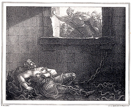 Ragnar dans la fosse aux serpents d'après l'artiste Hugo Hamilton.