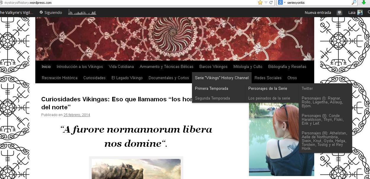 Sección en los menús de la Serie Vikings en el blog. Si pincháis en la foto la haréis más grande.